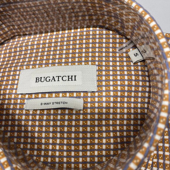 Bugatchi Men’s James Mini Check OohCotton Button-Up Shirt Size S Jaffa Orange - Picture 8 of 12